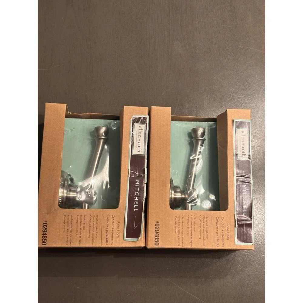 Allen + Roth Mitchell Robe Hook Brushed Nickel Set of 2 0294850